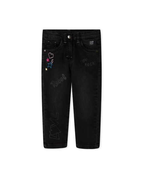 Pantalón denim de niña color negro y rosa de la colección glam rock - 11339505