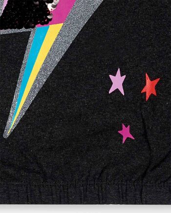 T-shirt en maille noir et rose pour fille de la collection glam rock - 11339503 4