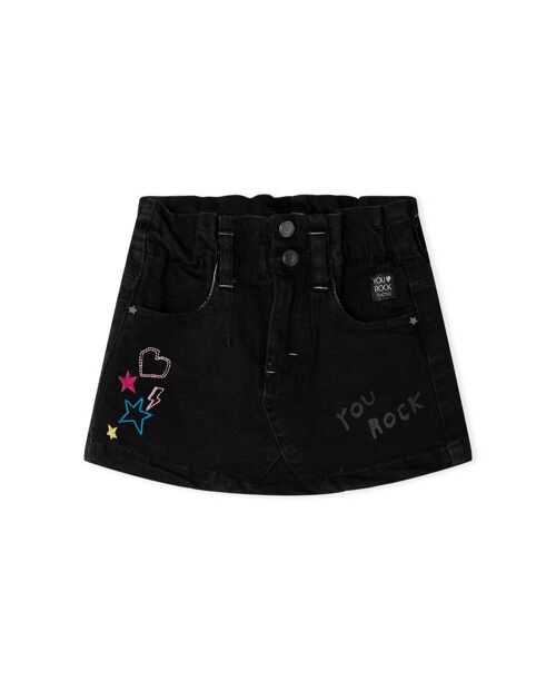 Falda Denim Negro Niña Glam Rock - 11339501