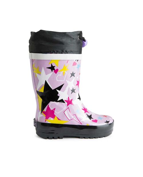 Botas de agua de niña color rosa y negro de la colección glam rock - 11339485