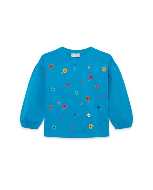 Camiseta punto de niña color azul y rosa de la colección winter flowers - 11339523