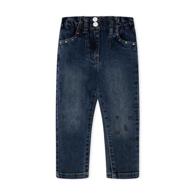 Blaue Jeanshose für Mädchen aus der Winterblumenkollektion - 11339522
