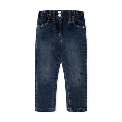 Pantalón denim de niña color azul de la colección winter flowers - 11339522