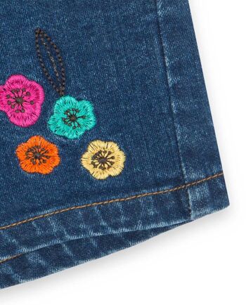 Short en jean bleu et rose fille de la collection fleurs d'hiver - 11339518 3