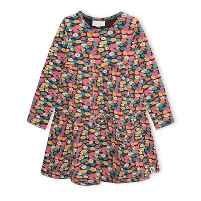 Abito in maglia marrone e rosa per bambina della collezione fiori d'inverno - 11339516