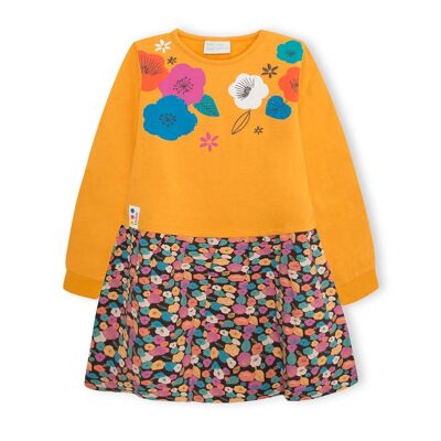 Abito in maglia arancione e rosa per bambina della collezione fiori invernali - 11339515