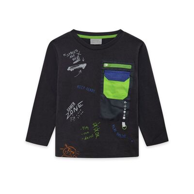 Camiseta punto de niño color gris y verde de la colección active - 11339423