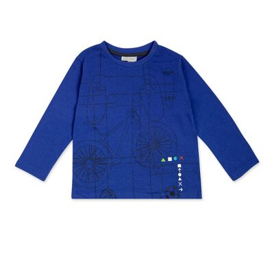 T-shirt blu e grigia in maglia per bambino della collezione active - 11339422
