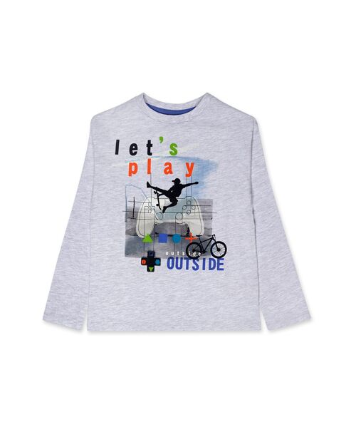 Camiseta punto de niño color gris y azul de la colección active - 11339421