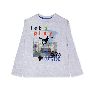T-shirt in maglia grigia e blu per bambino della collezione active - 11339421
