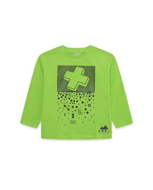 Camiseta punto de niño color verde y gris de la colección active - 11339417
