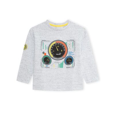 T-shirt in maglia grigia e nera per bambino della collezione speed race - 11339391