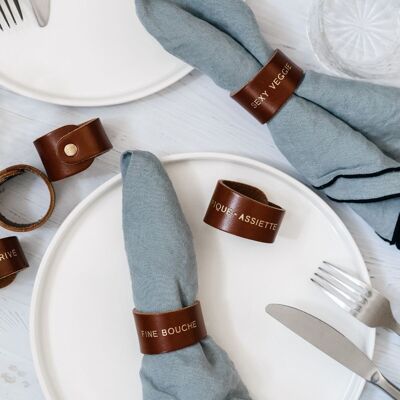 Ronds de serviette en cuir à message - Invités
