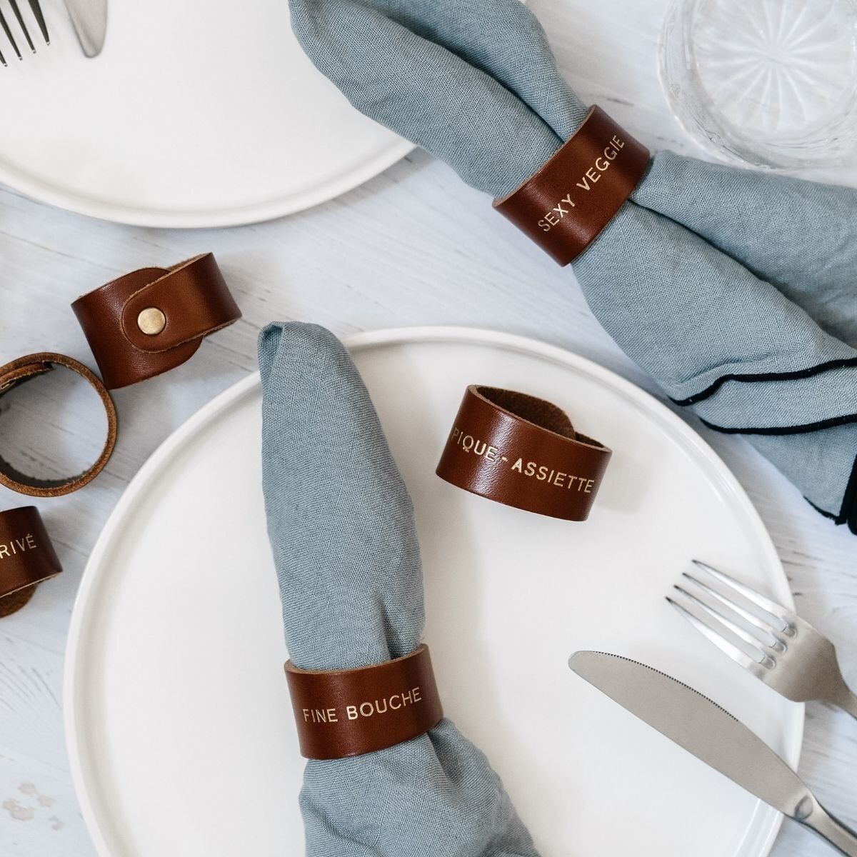 Porta tovaglioli in pelle con messaggio - Ospiti