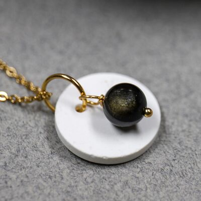 Golden Obsidian olfactory necklace