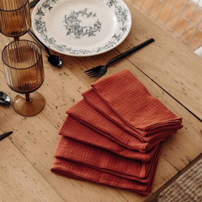 Serviettes de table - lot de 4 - brique