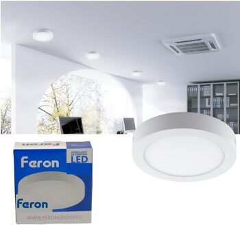 Plafonnier LED FERON AL504, 6W, 230V, 500Lm, IP20, blanc 4000k 1