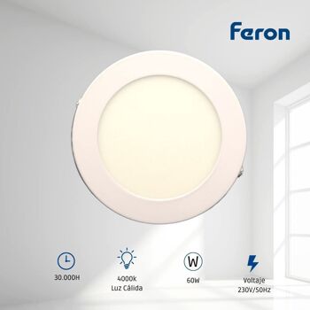 Plafonnier LED FERON AL504, 6W, 230V, 500Lm, IP20, blanc 4000k 2