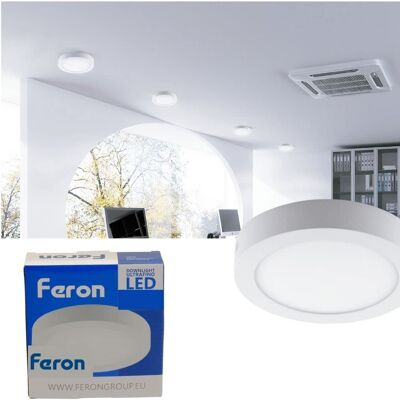 FERON AL504 Plafoniera LED da superficie, 12W, 230V, 1100Lm, IP20, colore bianco 4000k