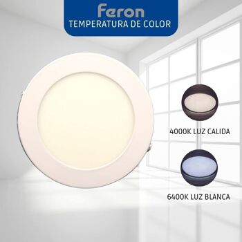 Plafonnier LED FERON AL504, 12W, 230V, 1100Lm, IP20, couleur blanche 4000k 4