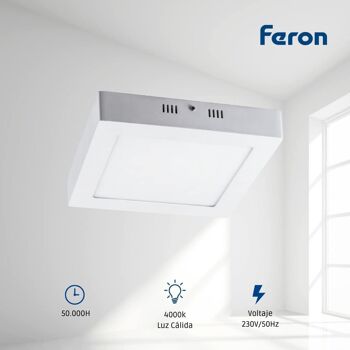 Plafonnier LED FERON AL505, 12W, 230V, 1100Lm, IP20, couleur blanche 4000k 2