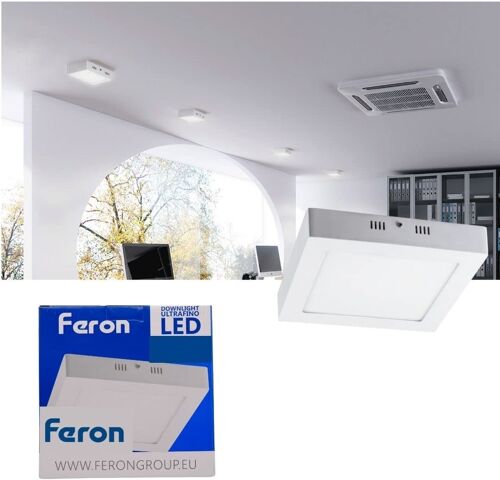Plafón LED superficie FERON AL505, 12W, 230V, 1100Lm, IP20, color blanco 6400k