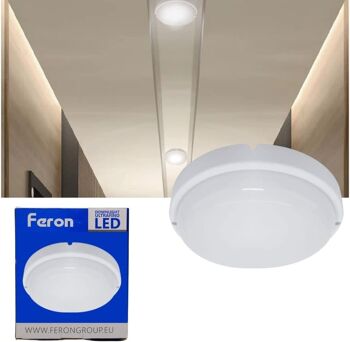 Luminaire LED avec détecteur de mouvement FERON AL3009S, 18W, 4000K, 230V, 1900Lm, IP65, couleur blanche 2