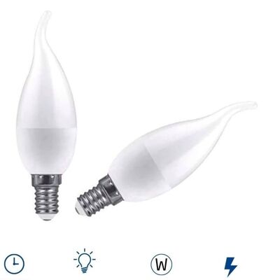 Feron LED Wind Candle Bulbs| LB-97, C37 (WIND CANDLE), 7W 230V |E14 socket| white translucent diffuser 750Lm| opening angle 200°|Warm Light Bulb| [Energy efficiency class A+]