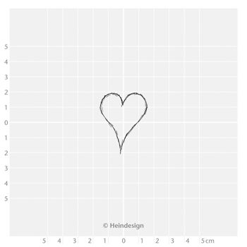 Timbre à motif Titre : Cœur - esquisse et surface 3