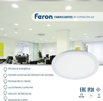 Downlight LED ultra-plat Feron | Encastré rond |Modèle AL508 | Spot LED encastrable au plafond | hublots led | 1 5