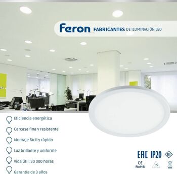 Downlight LED ultra-plat Feron | Encastré rond |Modèle AL500 | Spot led encastrable au plafond | Hublots LED | 1 5