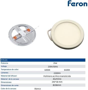 Downlight LED ultra-plat Feron | Encastré rond |Modèle AL501 | Spot led encastrable au plafond | Hublots LED | 1 3