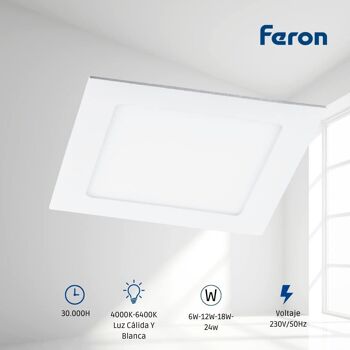 Downlight LED ultra-plat Feron | Carré Encastré |Modèle AL502 | Spot led encastrable au plafond | Hublots LED | 1 2