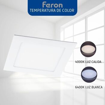 Downlight LED ultra-plat Feron | Carré Encastré |Modèle AL502 | Spot led encastrable au plafond | Hublots LED | 3 4