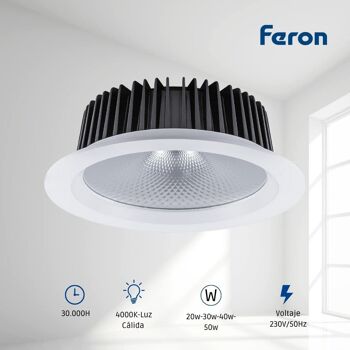 Downlight à LED FERON pour l'éclairage commercial | Modèle Al251 | Éclairage led pour entrepôt, commerce, bureau Lampe | Downlight LED encastré | 1 3