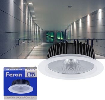 Downlight à LED FERON pour l'éclairage commercial | Modèle Al251 | Éclairage led pour entrepôt, commerce, bureau Lampe | Downlight LED encastré | 1 2