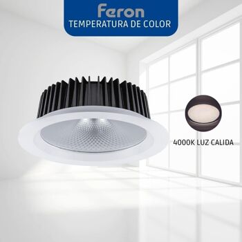 Downlight à LED FERON pour l'éclairage commercial | Modèle Al251 | Éclairage led pour entrepôt, commerce, bureau Lampe | Downlight LED encastré | deux 4