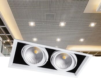 FERON Downlight LED carré réglable | Lampe LED pour entrepôt, commerce, bureau | Downlight LED encastré | 6