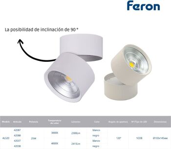 Feron Aplique LED Superficie, Focos LED Techo, Focos LED Interior 2300LM,  3000k, Lampara focos techo IP40