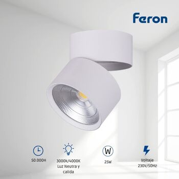 Compra Feron Aplique LED Superficie, Focos LED Techo, Focos Superficie  Giratorio, Focos LED Interior 2415LM, Lampara focos techo IP40