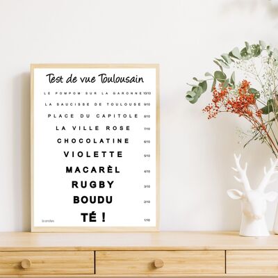 Framed Toulouse sight test poster 30x40cm - humor - Toulouse - gift