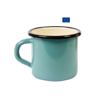 Blue enameled iron mug