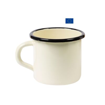 Cream enameled iron mug