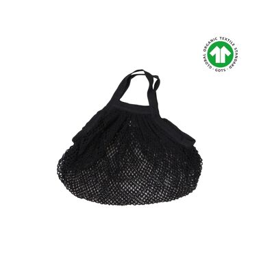Netz-Einkaufstasche aus Bio-Baumwolle - schwarz