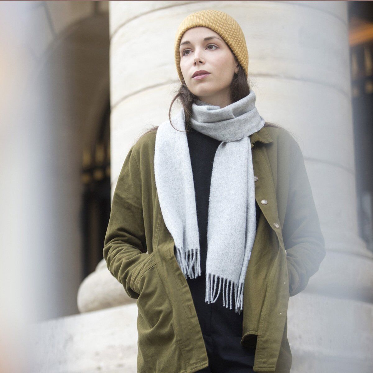 Wool scarf - Steel blue