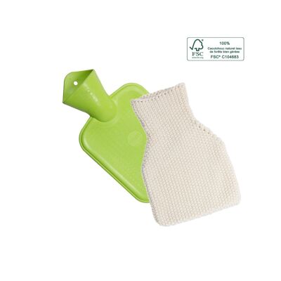 Hot water bottle 0.8L ecological rubber latex + organic cotton cover