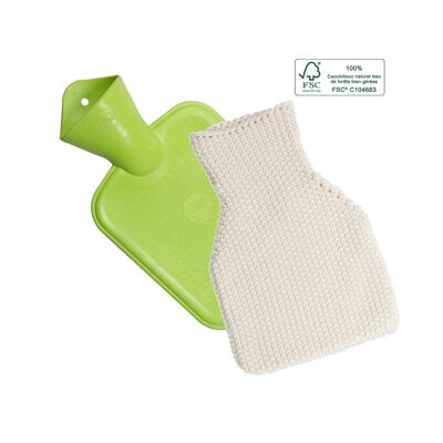 2L eco-friendly latex rubber hot water bottle + organic cotton cover