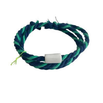White Cylinder Multicolor Bracelet - Blue / Green