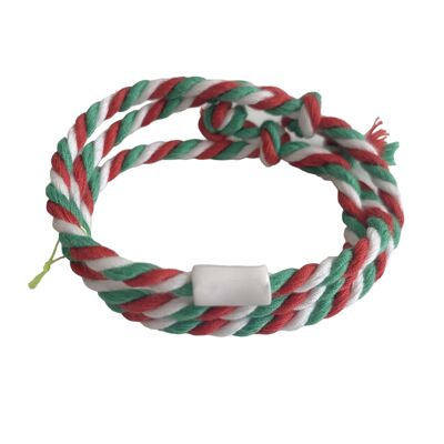 White Cylinder Multicolor Bracelet - Green / White / Red