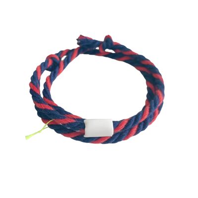 Bracelet Multicolor cylinder white - Red / Blue